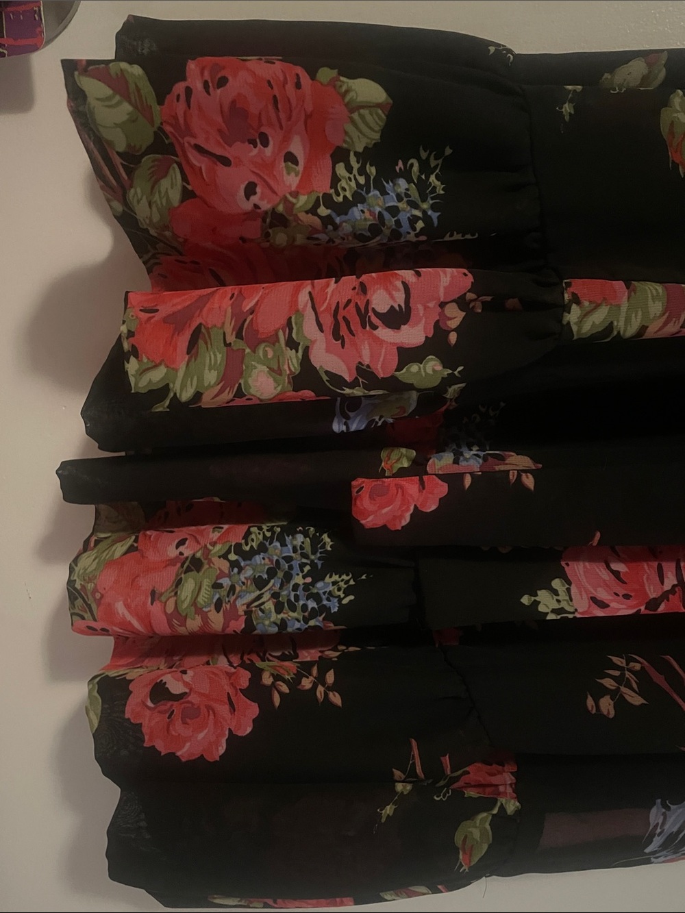 Betsey Johnson Black Floral Midi Dress with Red Roses - Picture 5 of 5